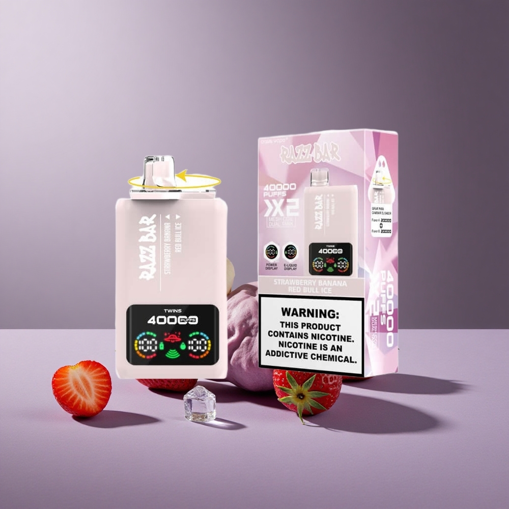 Razz Bar 40000 Puffs Wegwerp Vape Aardbei_Banaan_Red Bull IJs met Elektrisch Scherm en Type-C Poort