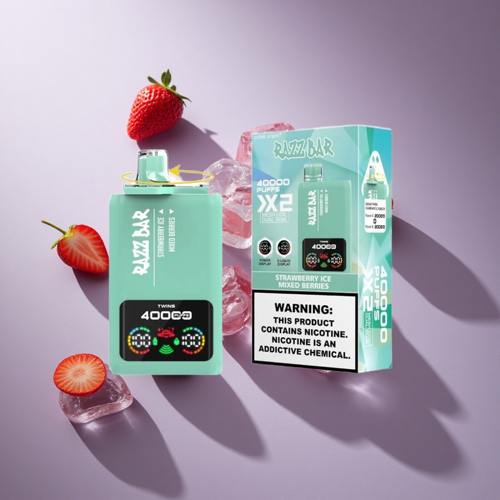 Razz Bar 40000 Puffs Wegwerp Vape Aardbei Ice_Gemengde Bessen met Power Screen Display en 650 Mah Battery Type-C Port
