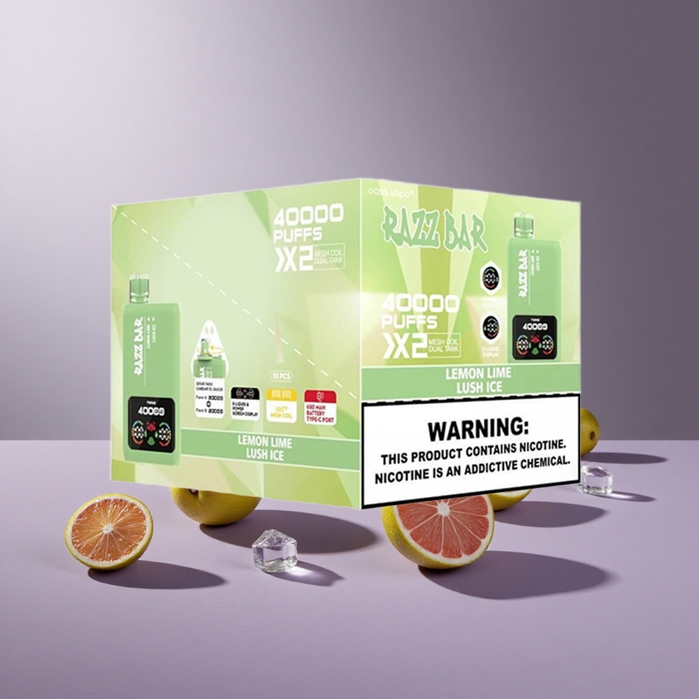 Razz Bar 40000 Puffs Wegwerp Vape Citroen Limoen_Lush IJs met Schermweergave en Type-C Poort