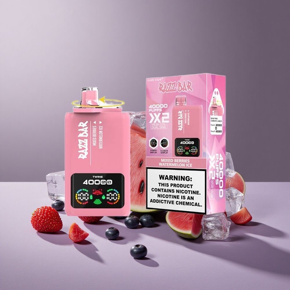 Razz Bar 40000 Puffs Wegwerp Vape Gemengde Bessen_Watermeloen Ijs met Power Screen Display en 650 Mah Batterij Type-C Poort