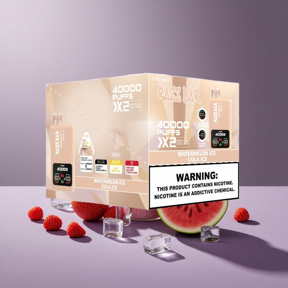 Razz Bar 40000 Puffs Wegwerp Vape Watermeloen Ijs_Cola Ijs met 650 Mah Batterij Type-C Poort en 2%,5% Nicotinegehalte
