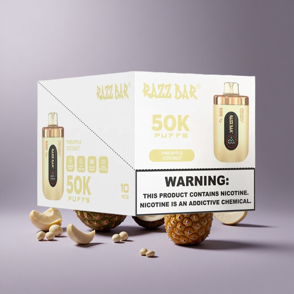 Razz Bar 50K Puffs Wegwerp Vape Ananas Kokosnoot Met 50000 Puffs & 2% Nicotine