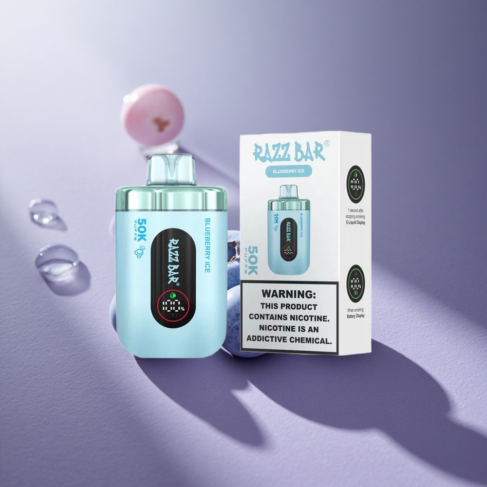 Razz Bar 50K Puffs Wegwerp Vape Bosbes Ijs met 50000 Puffs en 650 Mah Batterij