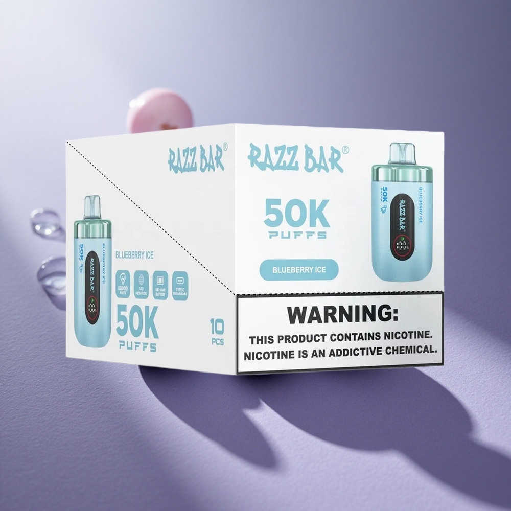 Razz Bar 50K Puffs Wegwerp Vape Bosbes Ijs met 50000 Puffs en 650 Mah Batterij