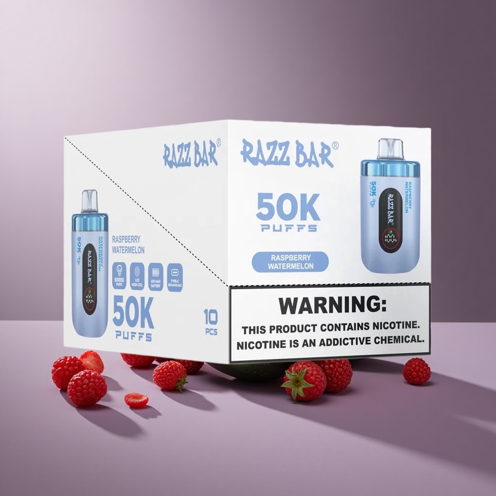 Razz Bar 50K Puffs Wegwerp Vape Framboos Watermeloen met 50000 Puffs en 2% Nicotine