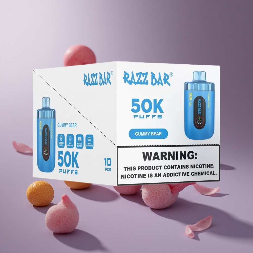 Razz Bar 50K Puffs Wegwerp Vape Gummy Bear (Haribo Smaak) met 50000 Puffs en 2% Nicotine