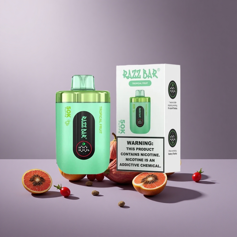 Razz Bar 50K Puffs Wegwerp Vape Tropisch Fruit & Framboos – 50000 Trekken, Type-C Oplaadbaar