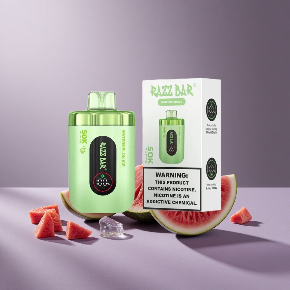 Razz Bar 50K Puffs Wegwerp Vape Watermeloen Ijs met 1.0 Ohm Mesh Coil & Type-C Oplaadbaar