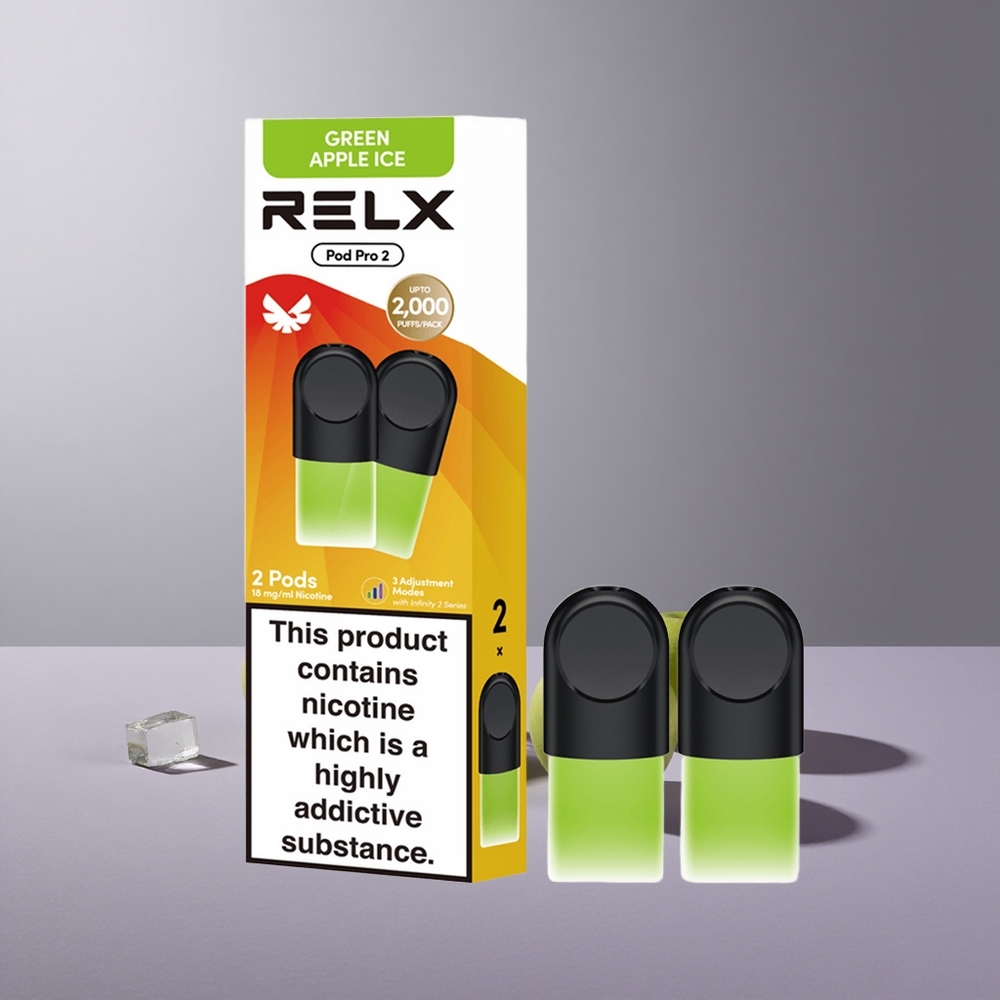 RELX Pod Pro 2 600 Puffs Groene Appel IJs Nicotinegehalte: 1,8% Vloeistofcapaciteit: 1,9ml